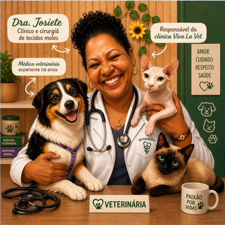 Dra. Josiete Marques com cães e gatos